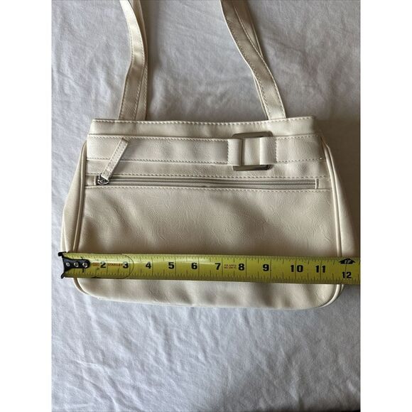 White Handbag Faux Leather Women's Shoulder Purse Zip Pockets‎ vintage style - Picture 6 of 8